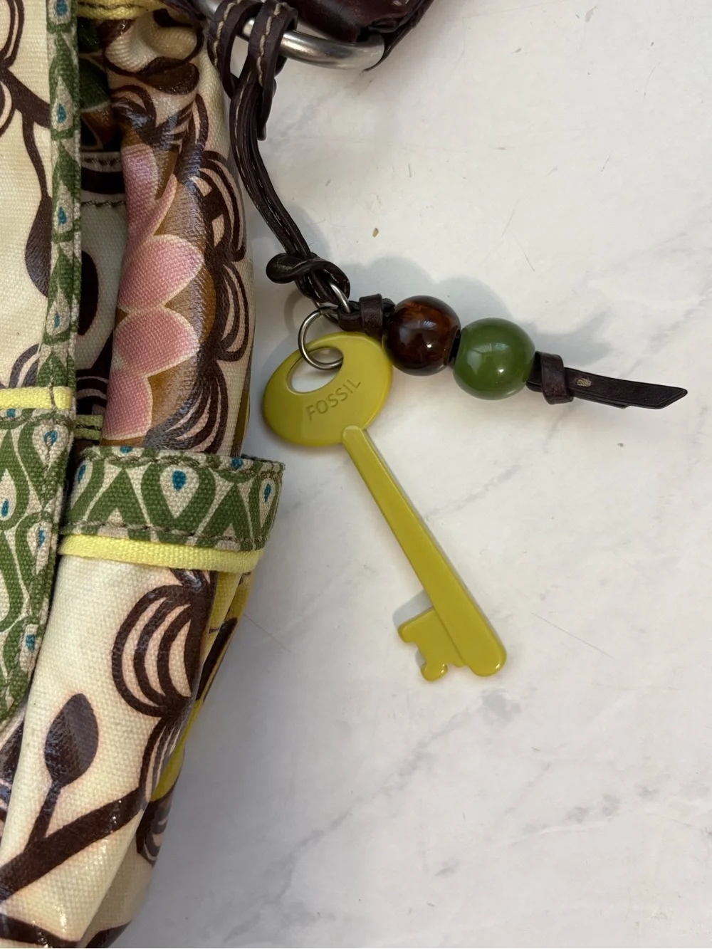 Fossil Keyper Canvas Coated Floral Messenger Crossbody Bag Boho Travel Hippie